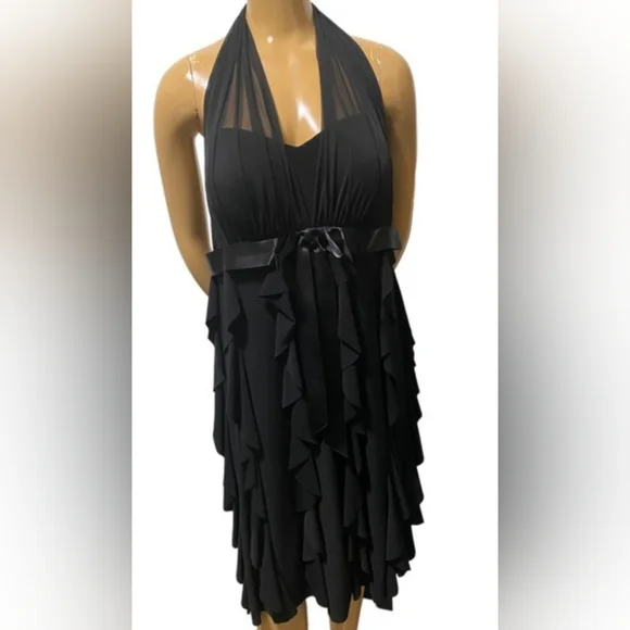 Betsy & Adam | Dresses | Betsy Adam Dress Size Black Ruffled Halter Coctail  Date Party Dress | Poshmark